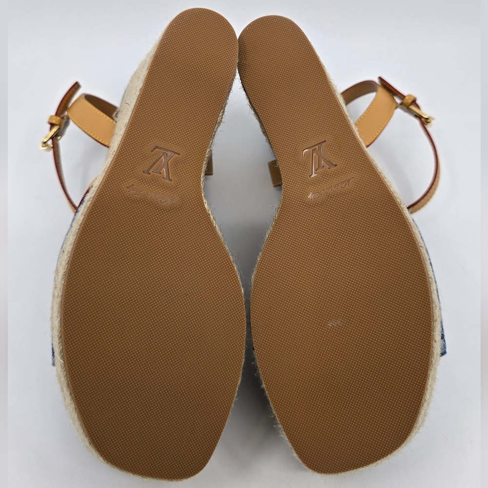 Louis Vuitton Monogram Denim Wedges - Picture 10 of 11